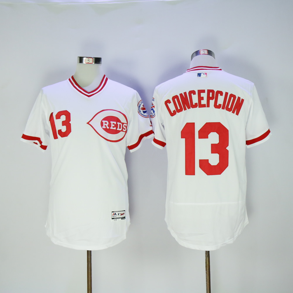Men MLB Cincinnati Reds #13 Concepcion white Flexbase jerseys->cincinnati reds->MLB Jersey
